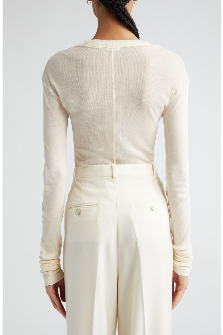 Semisheer Cotton Rib Jersey Top, Alternate, color, CREAM
