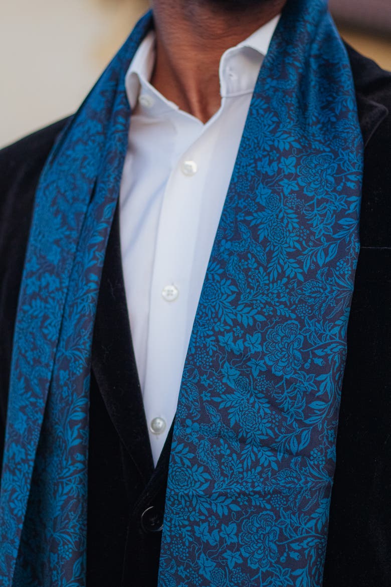 Rapallo - Silk Scarf for Men, Alternate, color, Midnight Blue