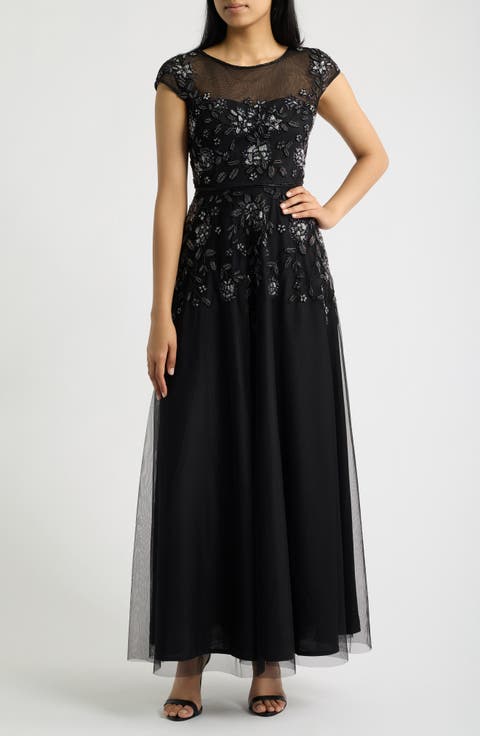 Beaded Floral Gown