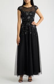 Pisarro Nights Beaded Floral Gown