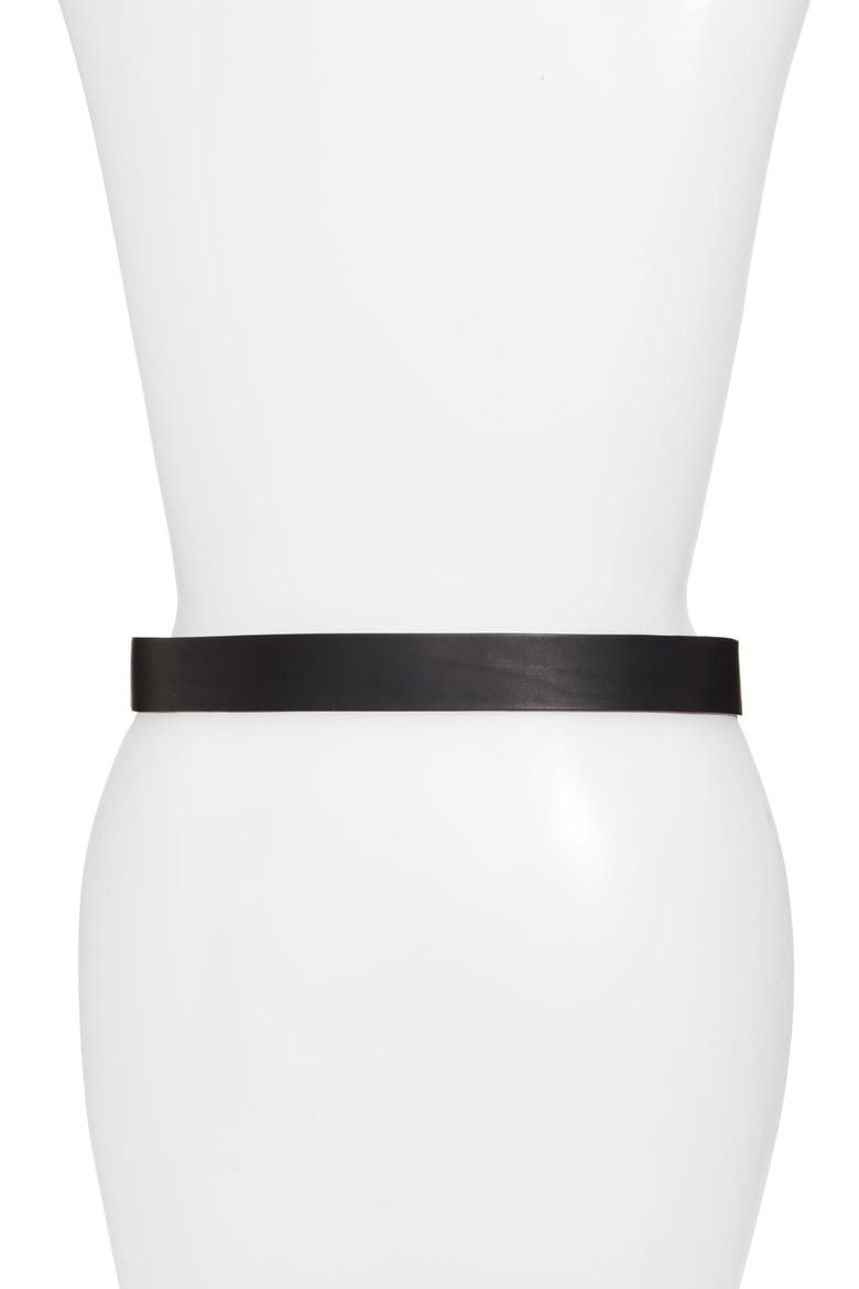 Boyfriend Leather Belt, Alternate, color, JET BLACK