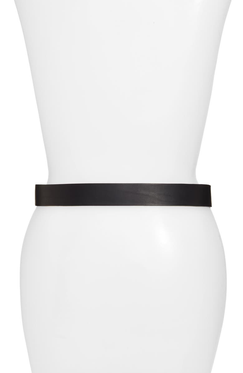 rag & bone Boyfriend Leather Belt, Alternate, color, Jet Black