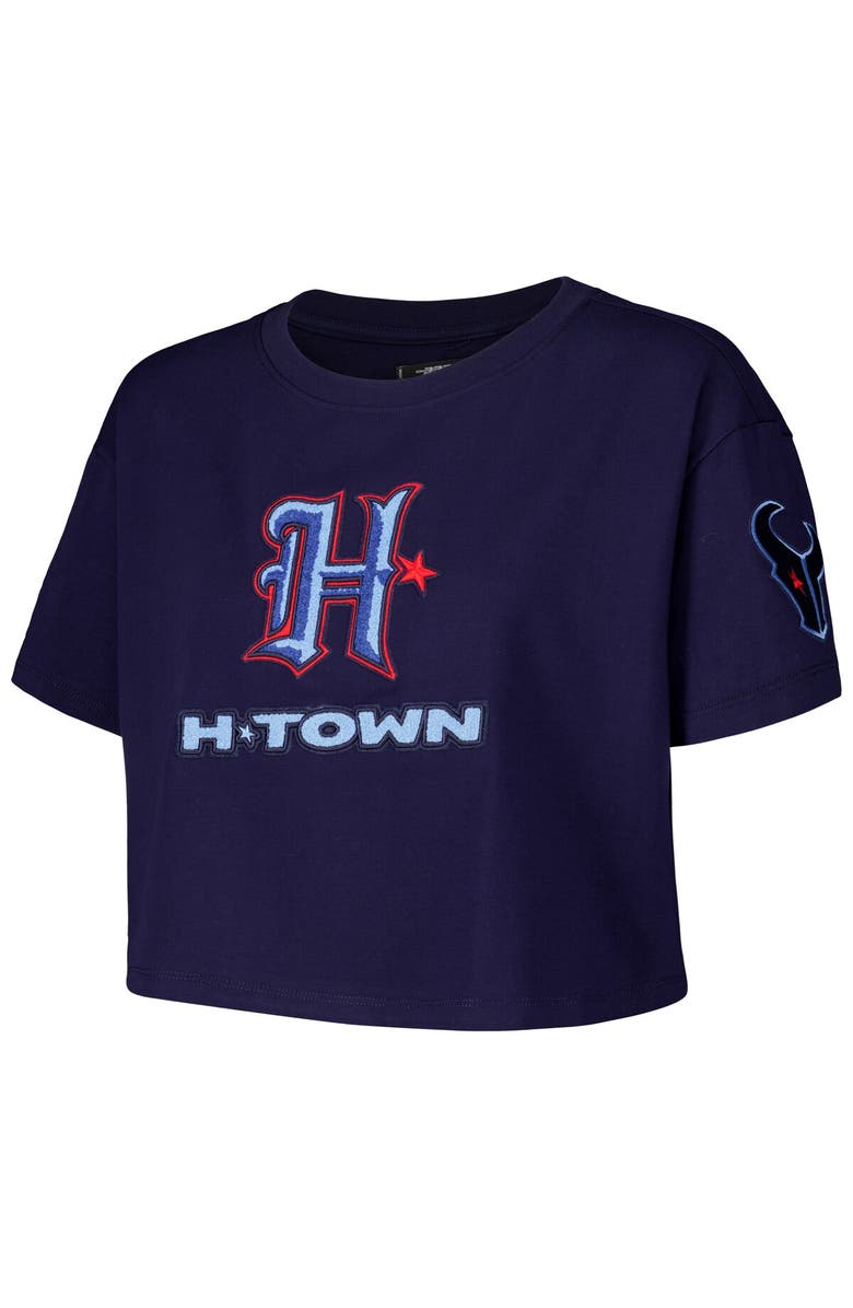 PRO STANDARD Women's Pro Standard Navy Houston Texans H-Town Cropped Boxy T-Shirt, Alternate, color, 