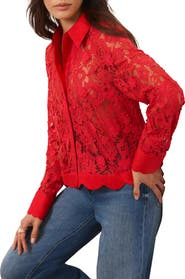 MINT VELVET Lace Cropped Shirt