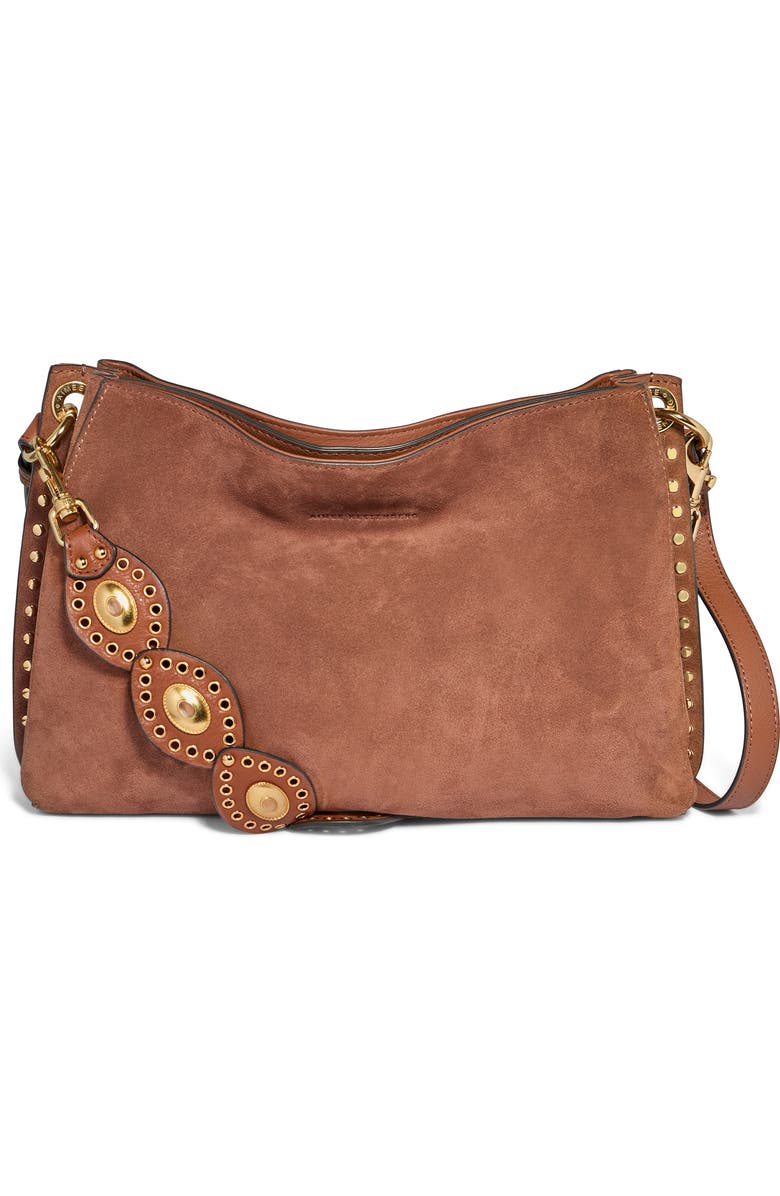 AIMEE Roma Shoulder Bag, Main, color, Nutshell Suede