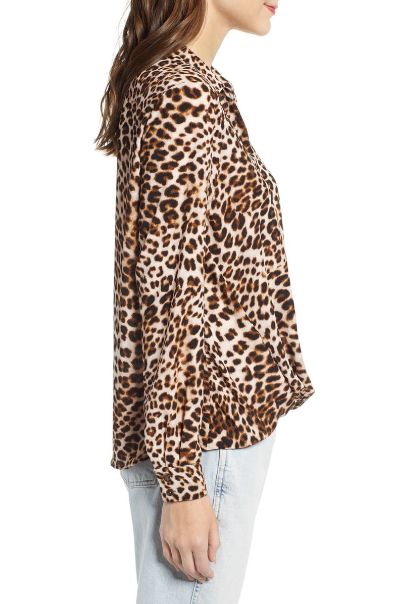 All in Favor Patterned Drape Front Blouse, Alternate, color, 