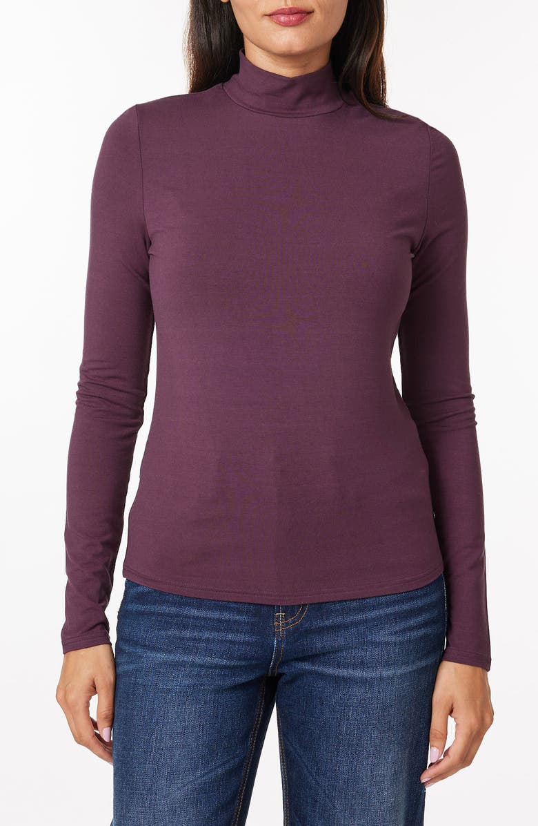 Scotch & Soda Long Sleeve Mock Neck Top, Main, color, Plum Perfect