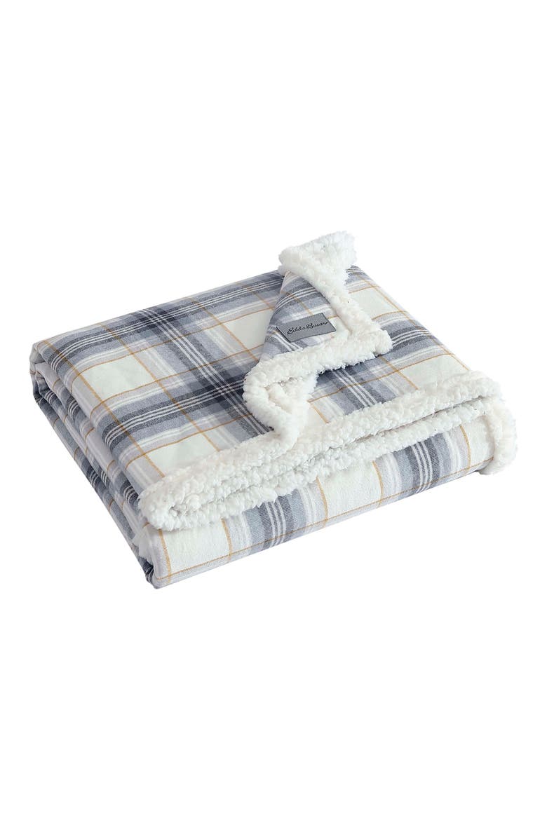Edgewood Plaid Fleece Throw Blanket, Main, color, GREY