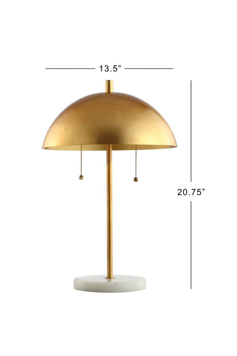 Ella Dome Metal with Marble Base LED Table Lamp, Alternate, color, Gold Leaf/White