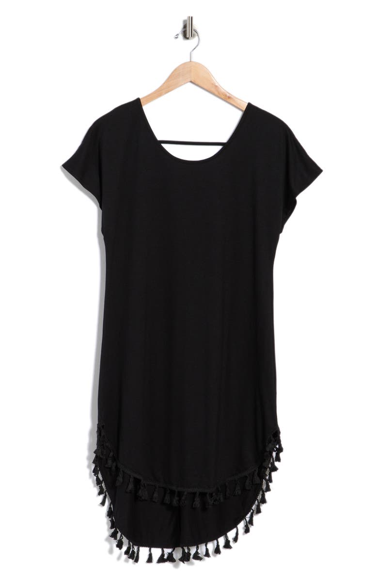 Cupshe Short Sleeve Cover-Up, Main, color, Black