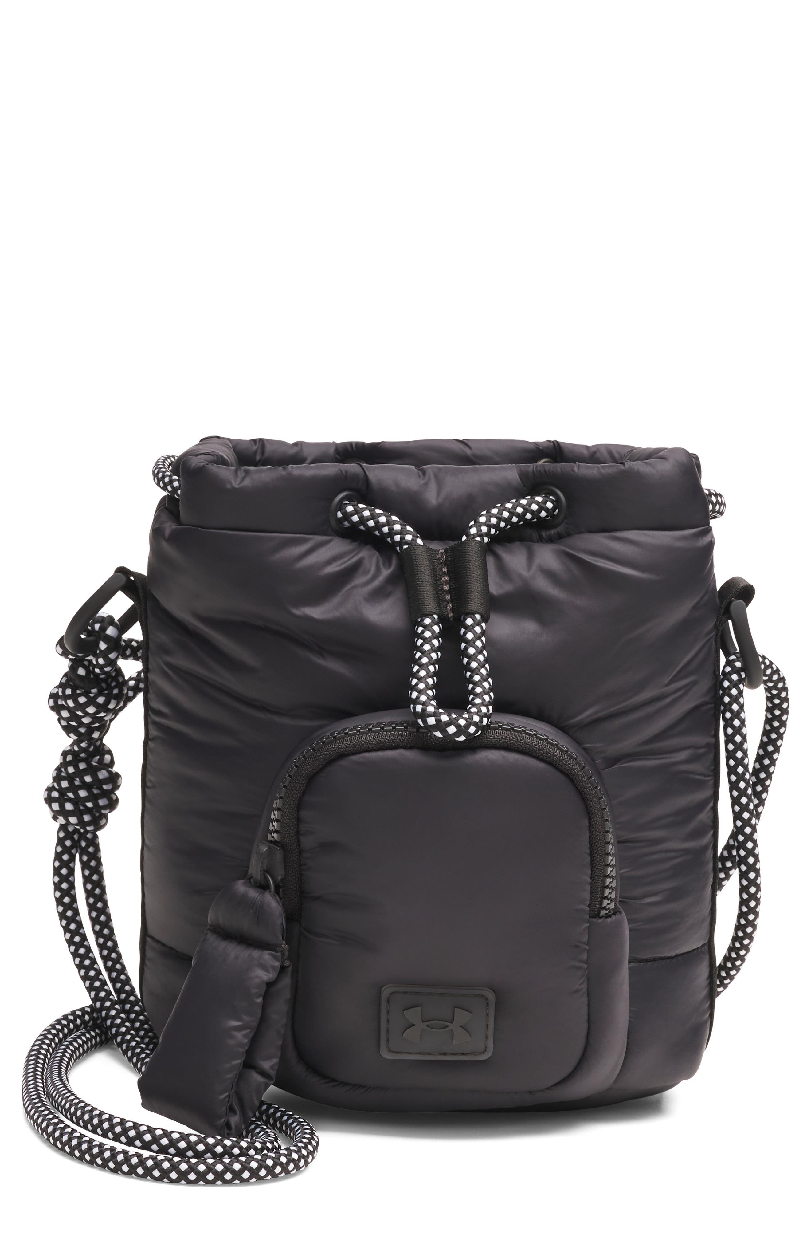 Under Armour UA Studio Water Resistant Puffer Bucket Bag, Main, color, Black / Black / Black