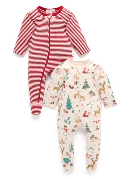 Gender Inclusive 2 Pack Printed Zip Footie