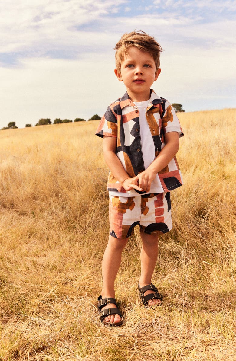 NEXT Kids' Abstract Print Button-Up Shirt & Shorts Set, Alternate, color, 