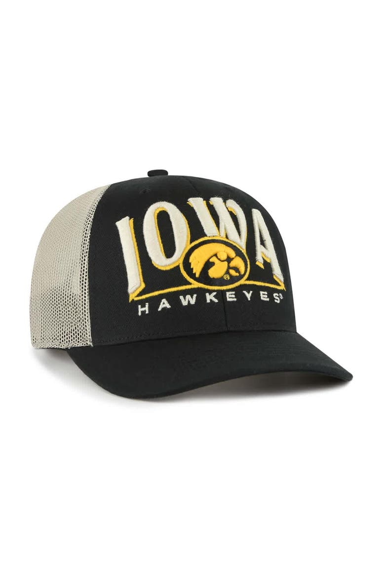 Men's '47 Black Iowa Hawkeyes Arid Adjustable Trucker Hat, Alternate, color, Black