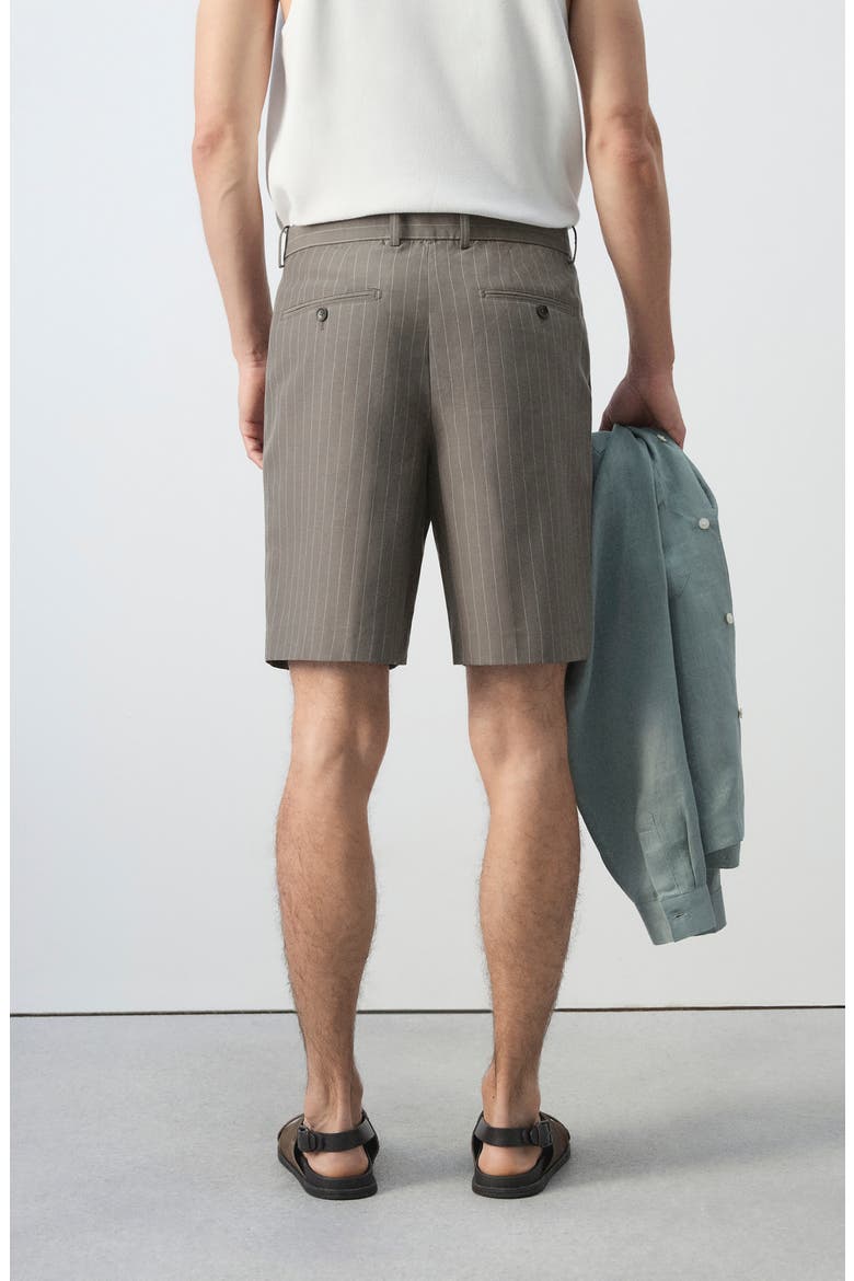 Pinstripe Bermuda Shorts, Alternate, color, MINK GREY