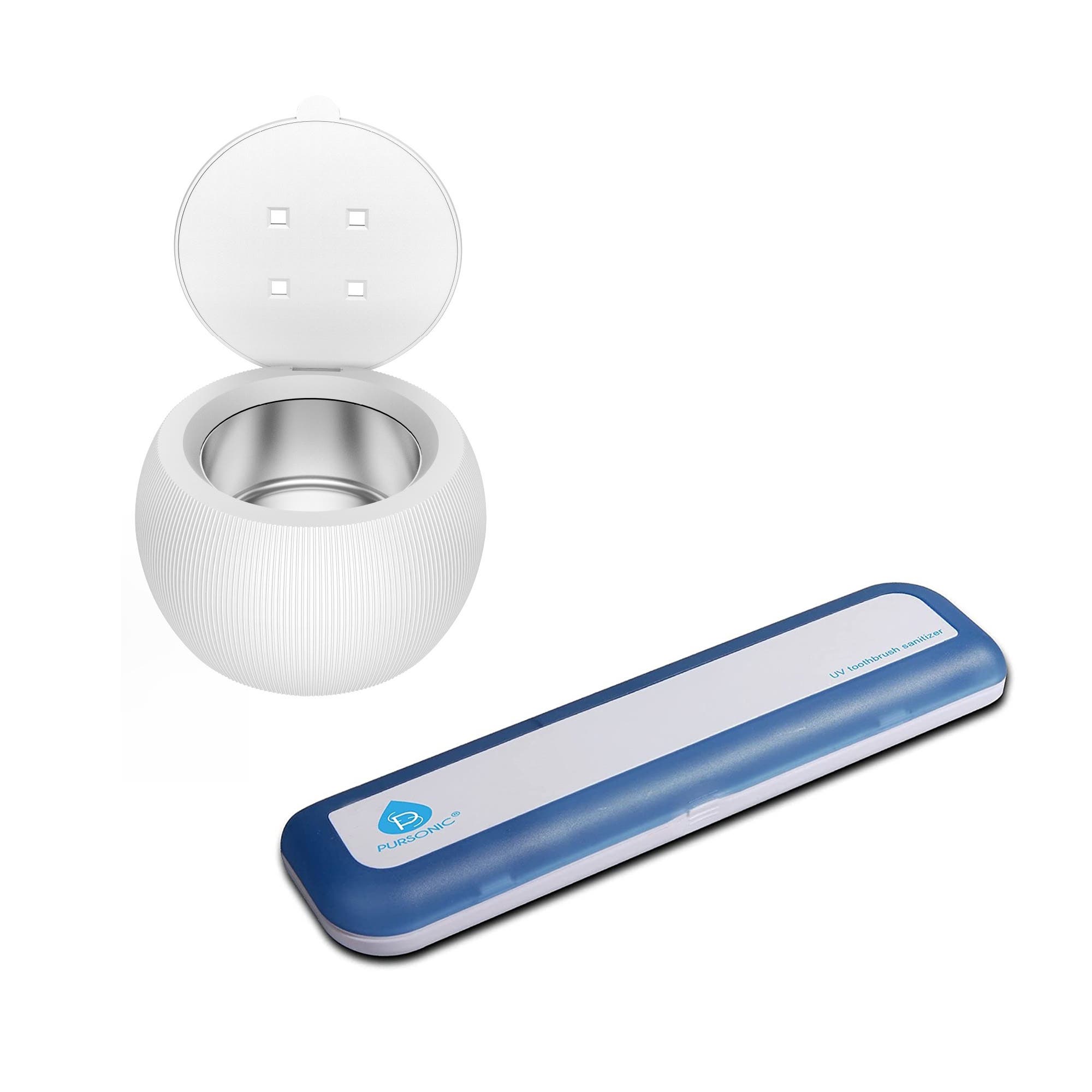 Pursonic The Ultimate Hygiene Duo Ultrasonic Cleaner Pod & Uv Toothbrush Sanitizer In White