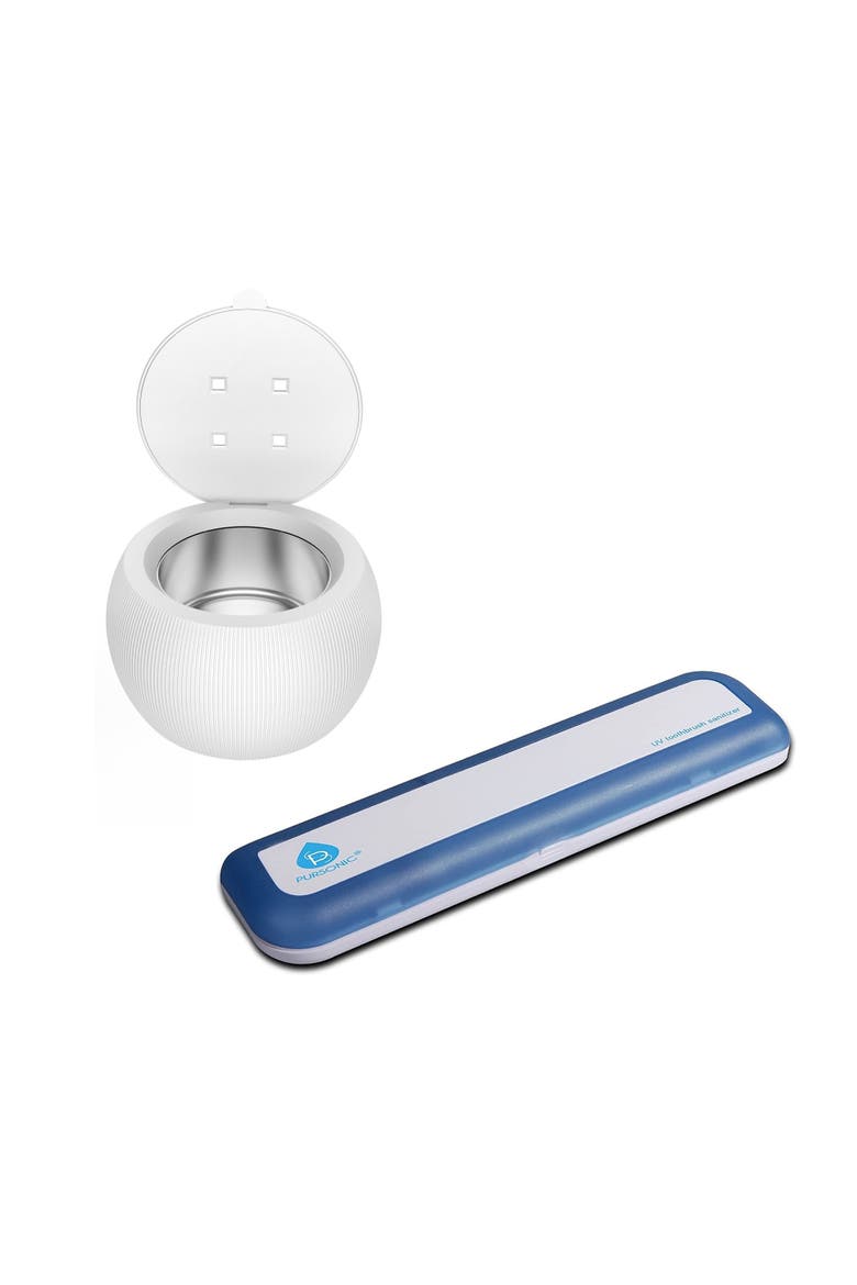 Ultrasonic Cleaner Pod & UV Toothbrush Sanitizer, Main, color, White