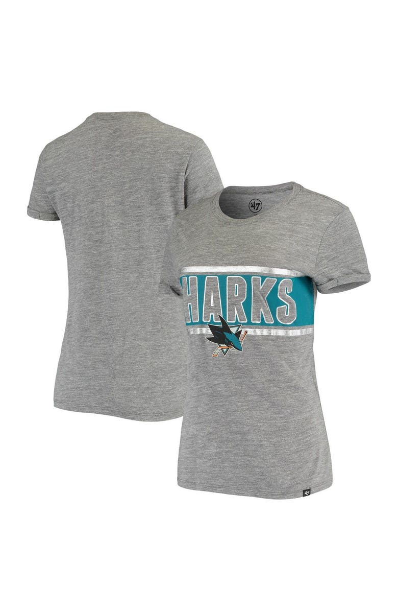 '47 Women's '47 Gray San Jose Sharks Clutch Hero Tri-Blend T-Shirt, Main, color, 