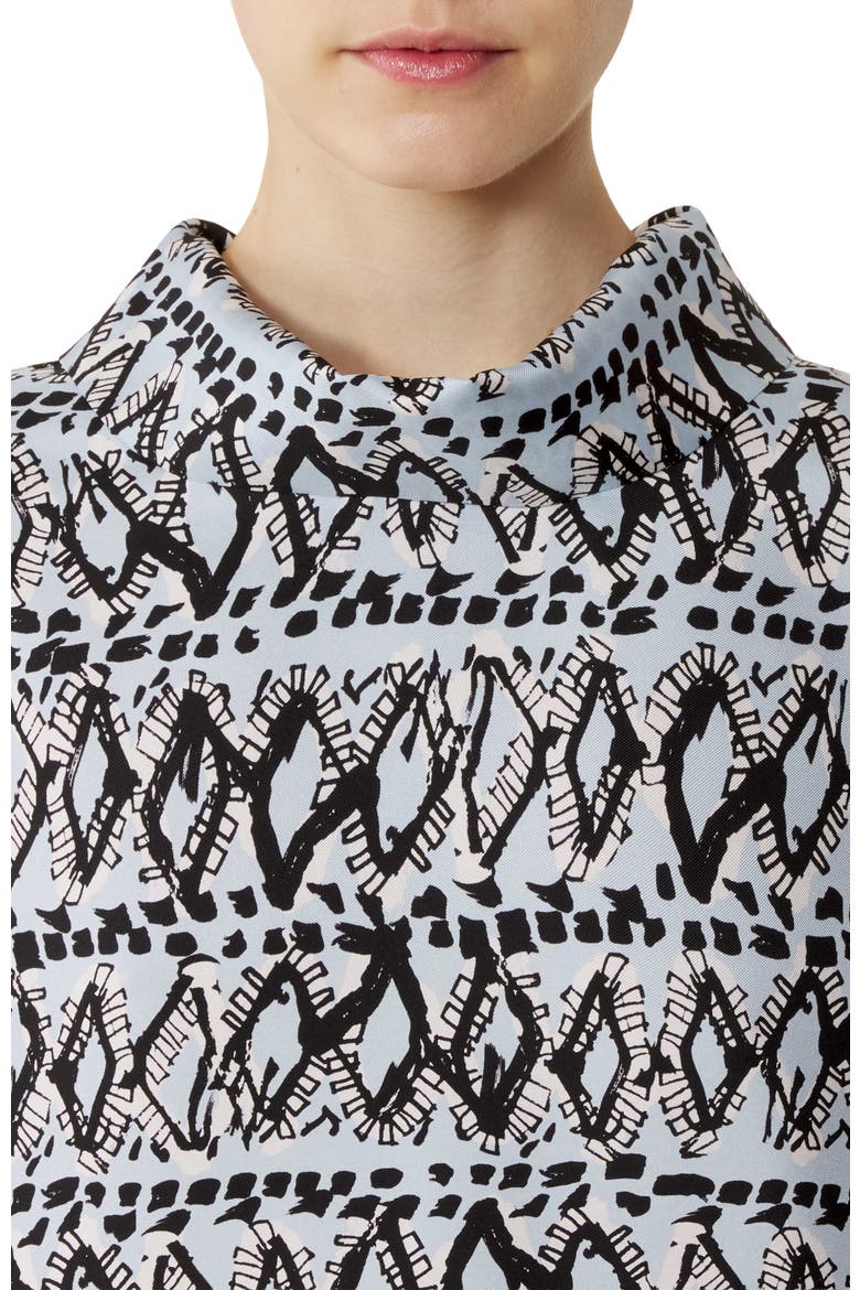 High-Neck Printed Silk Top, Alternate, color, Blue