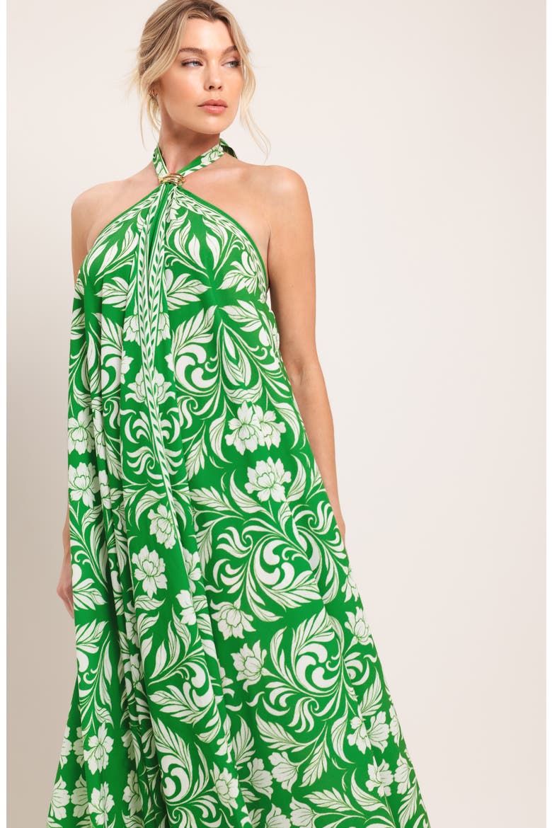 Print Maxi Dress, Alternate, color, GREEN