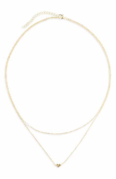 ARGENTO VIVO Faux Pearl & Heart Double Strand Chain Necklace