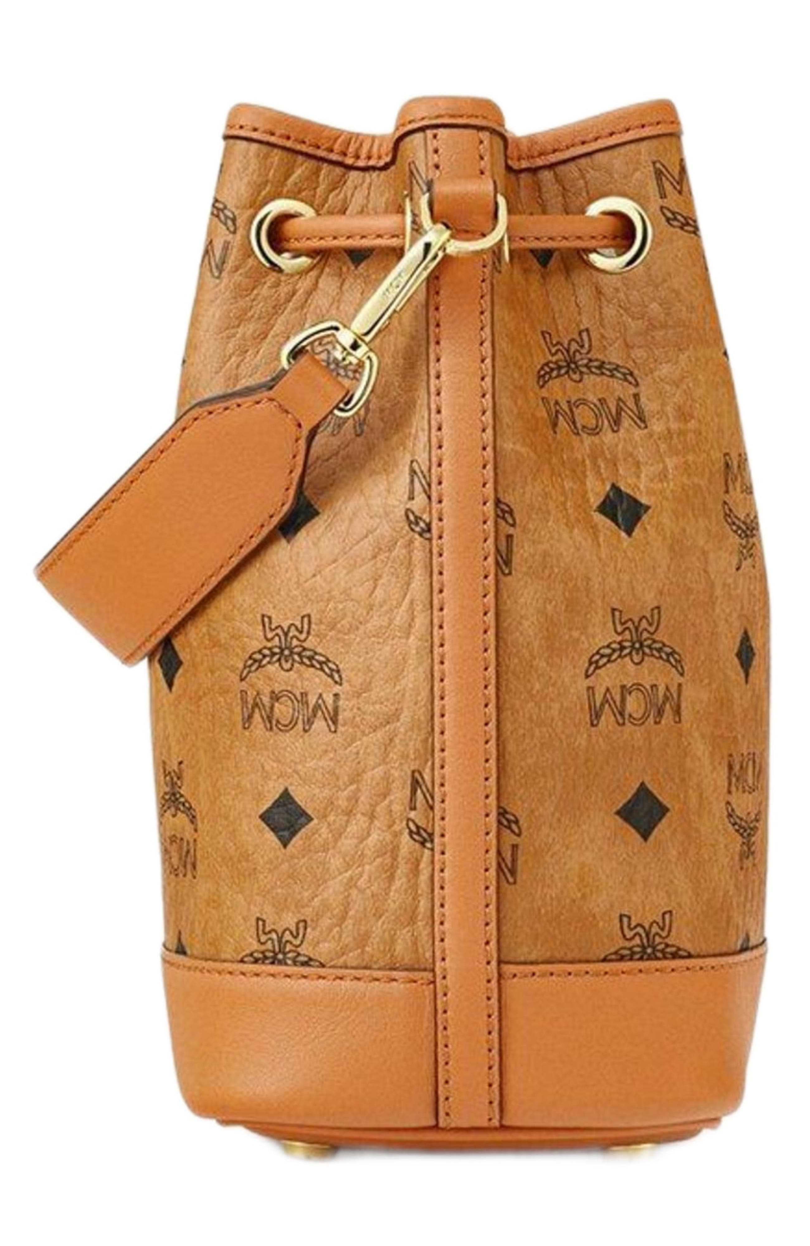 MCM Dessau Drawstring Bag in Visetos, Alternate, color, 