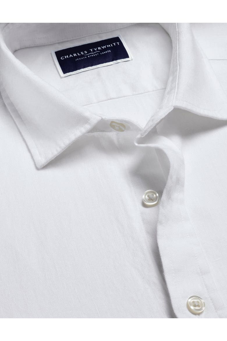 Plain Pure Linen Short Sleeve Shirt, Alternate, color, White