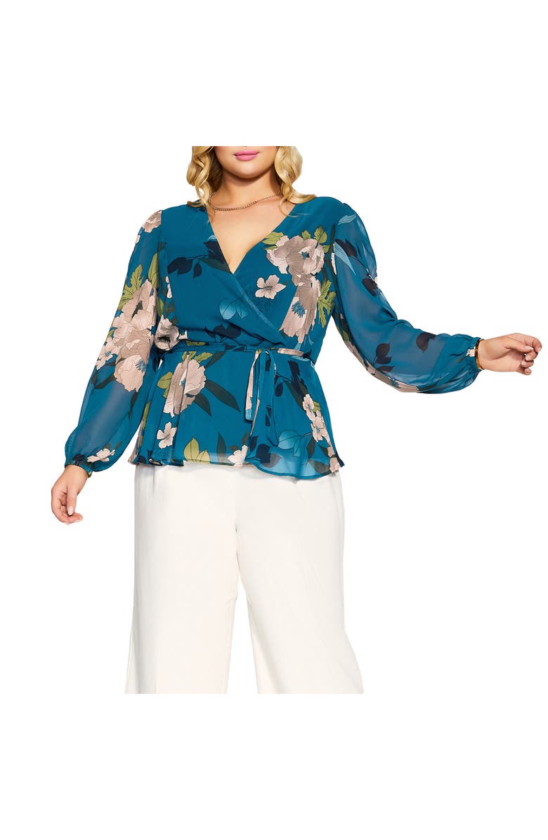 City Chic Maya Faux Wrap Blouse, Main, color, 