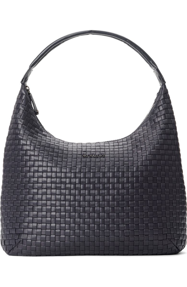 MZ Wallace Large Woven Shoulder Bag, Main, color, Black