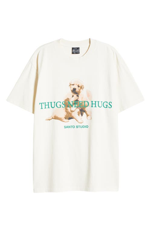 Santo Studio Thugs Need Hugs Cotton T-shirt In Tan