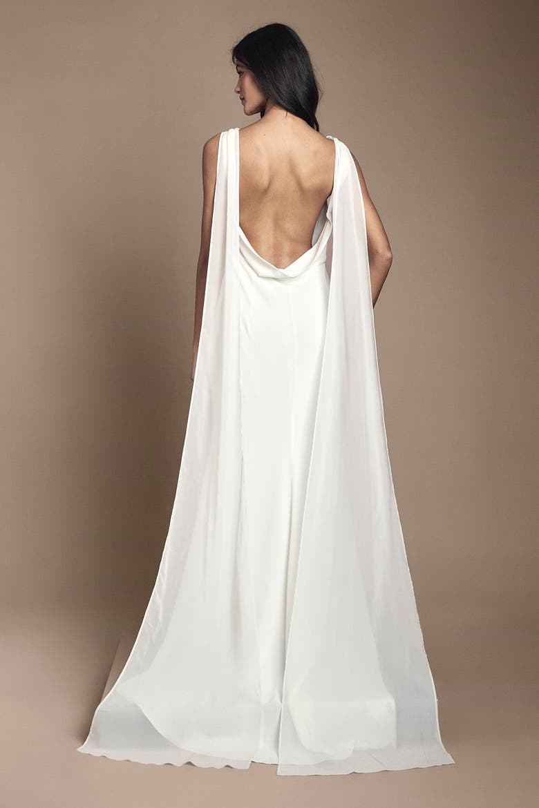 Petite Chiffon Maxi Dress, Alternate, color, Ivory