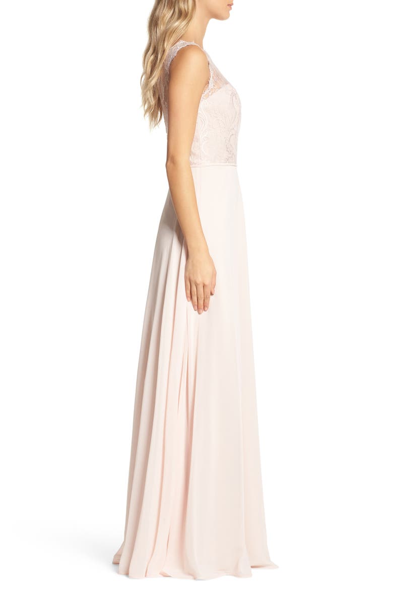 Lace & Chiffon A-Line Gown, Alternate, color, ROSE BLUSH CASHMERE