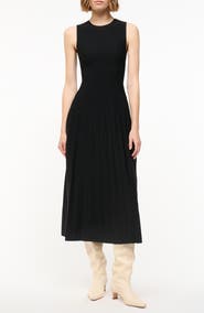 STAUD Elyse Pleated Sleeveless Knit Maxi Dress
