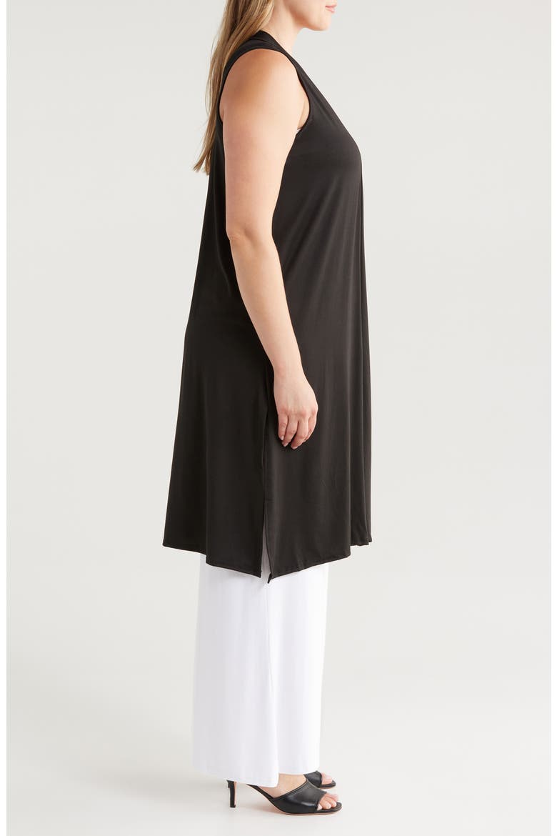 Open Front Long Vest, Alternate, color, BLACK