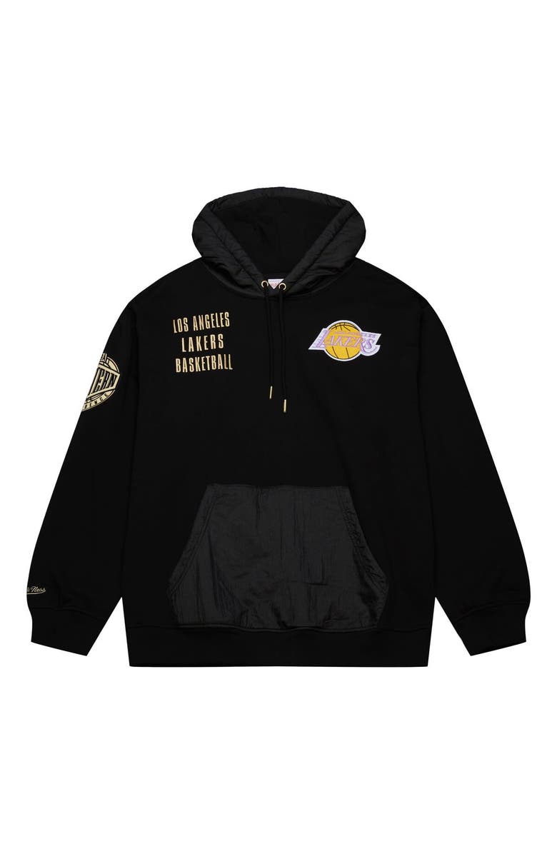 Mitchell & Ness Men's Mitchell & Ness Black Los Angeles Lakers Team OG 2.0 Vintage Logo Fleece Pullover Hoodie, Alternate, color,