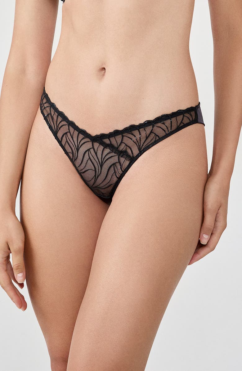 Etam Divine Brazilian Cut Thong, Alternate, color, Black