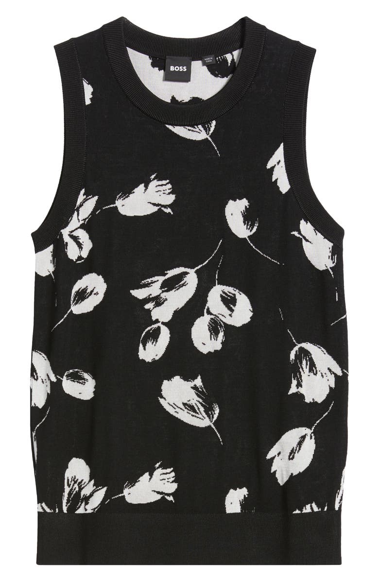 BOSS Finfie Floral Wool Blend Sleeveless Sweater, Alternate, color, Open Misc
