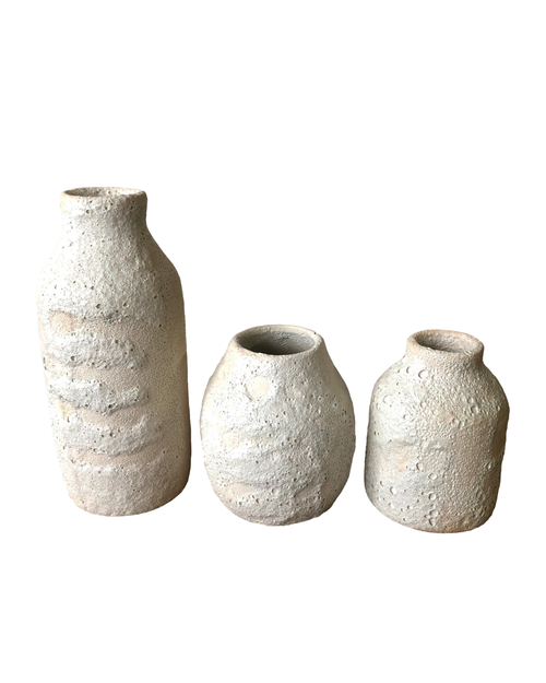 Gina Desantis Ceramics Tall Bottle Crater Vase In White