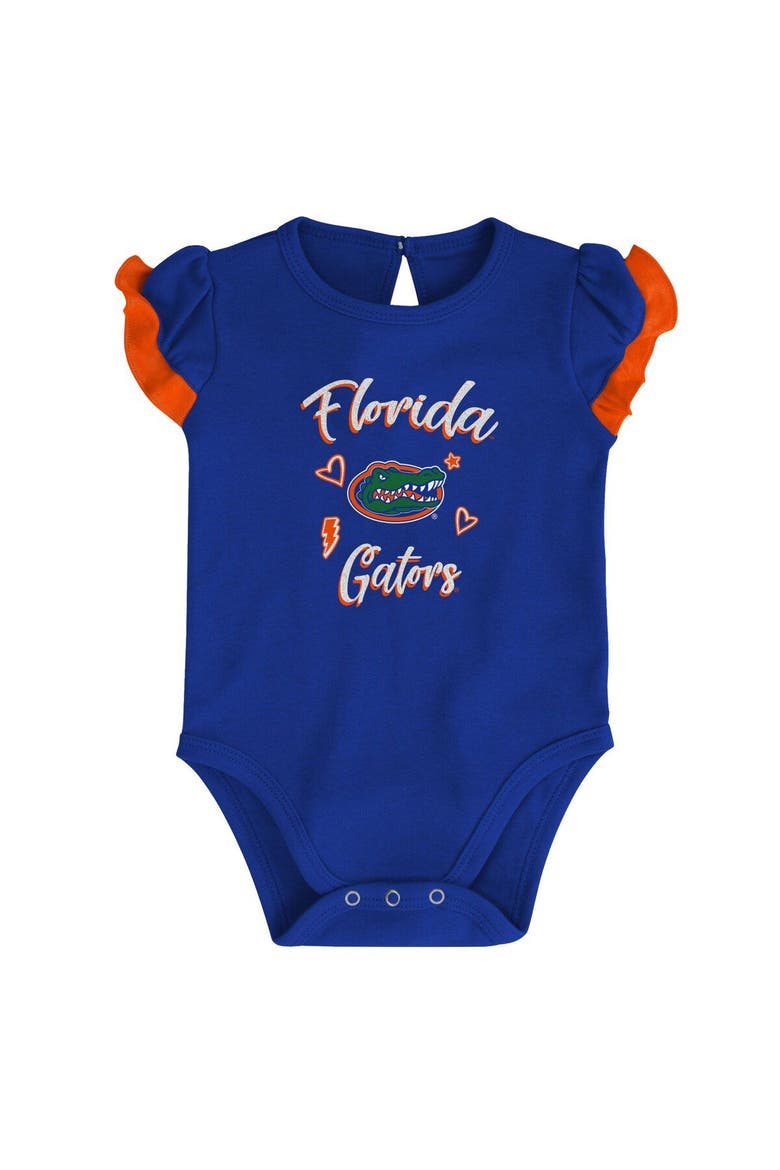Girls Newborn & Infant Royal/Orange Florida Gators Too Much Love Two-Piece Bodysuit Set, Alternate, color, Royal