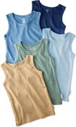 BUTTERBLU Kids' Malone Organic Cotton Assorted 5-Pack Muscle Tanks