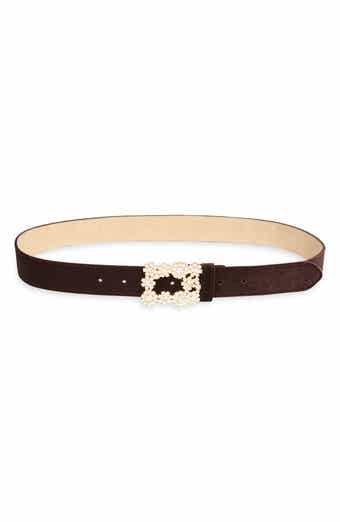 Steve Madden Rhinestone Buckle Velvet Belt
