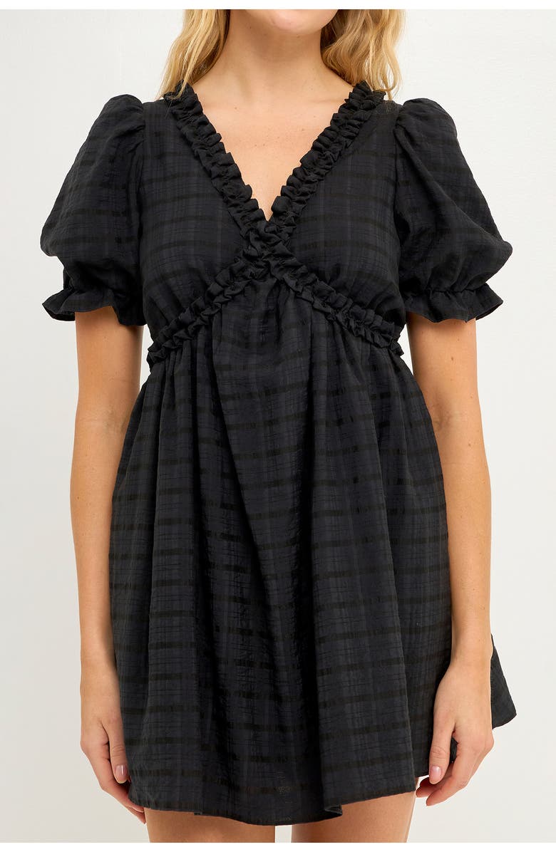 Free the Roses Ruffle Cross Back Cotton Minidress, Alternate, color, Black