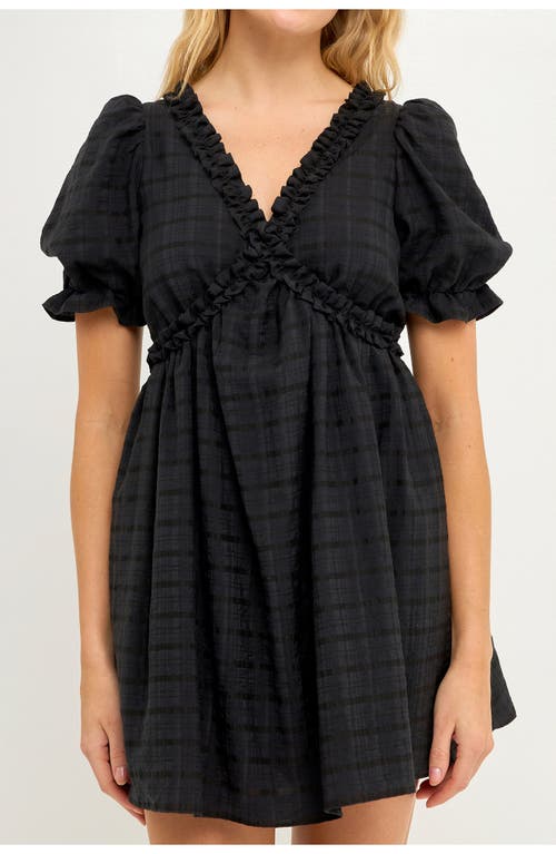 Free The Roses Ruffle Cross Back Cotton Minidress In Black