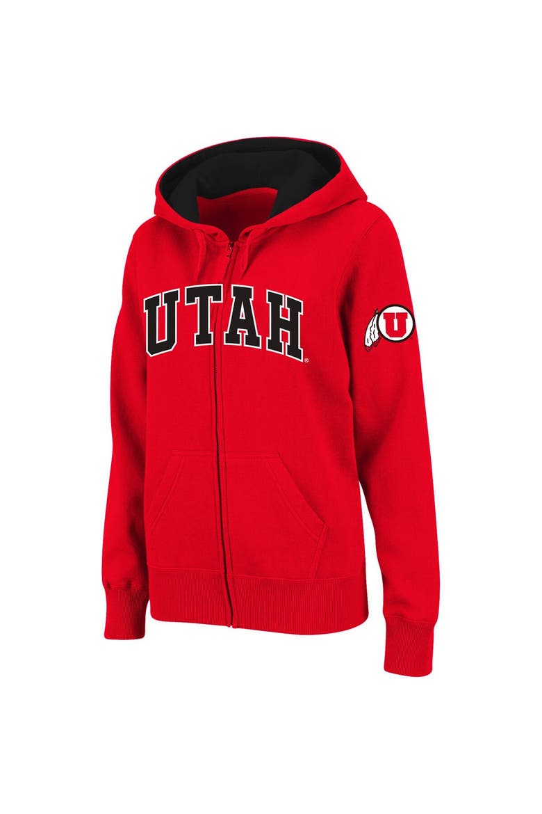 Women's Stadium Athletic Red Utah Utes Arched Name Full-Zip Hoodie, Main, color, Red