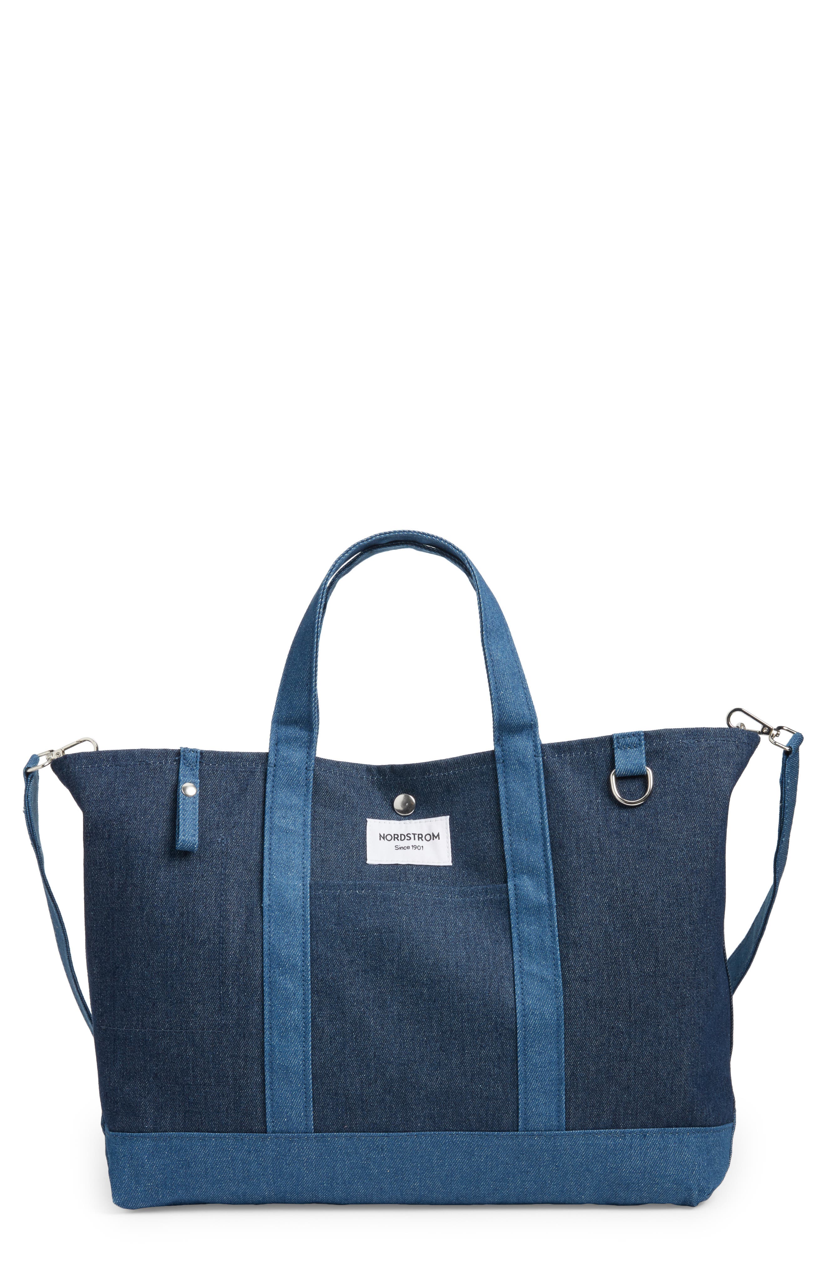 Large 125th Anniversary Structured Tote, Main, color, DARK DENIM WASH