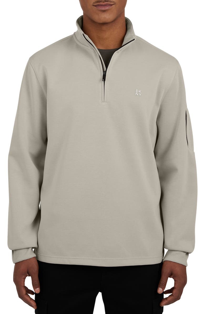 DKNY Noah Quarter Zip Sweater, Main, color, Stone
