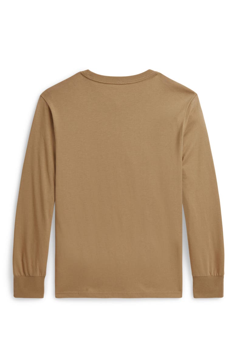 Kids' Polo Bear Graphic Long Sleeve T-Shirt, Alternate, color, CAMEL