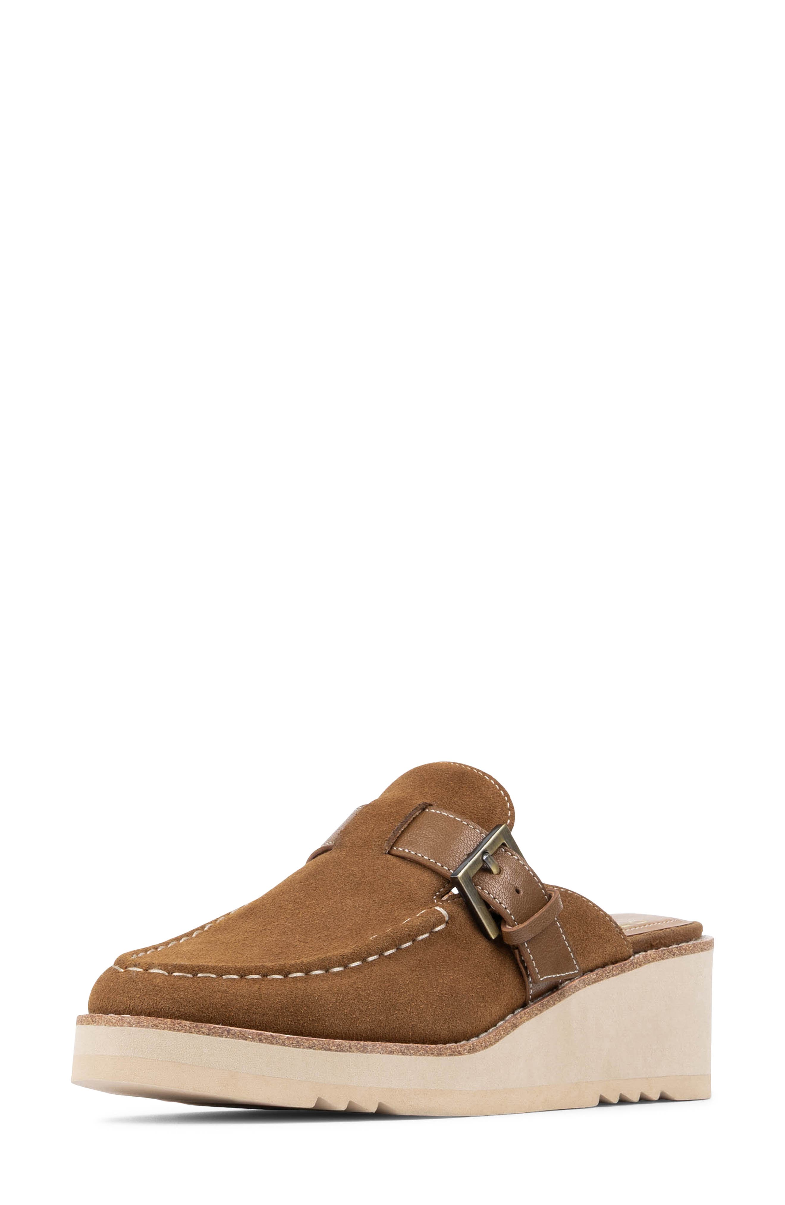 Elvesa Leather Platform Wedge Mule, Alternate, color, SADDLE