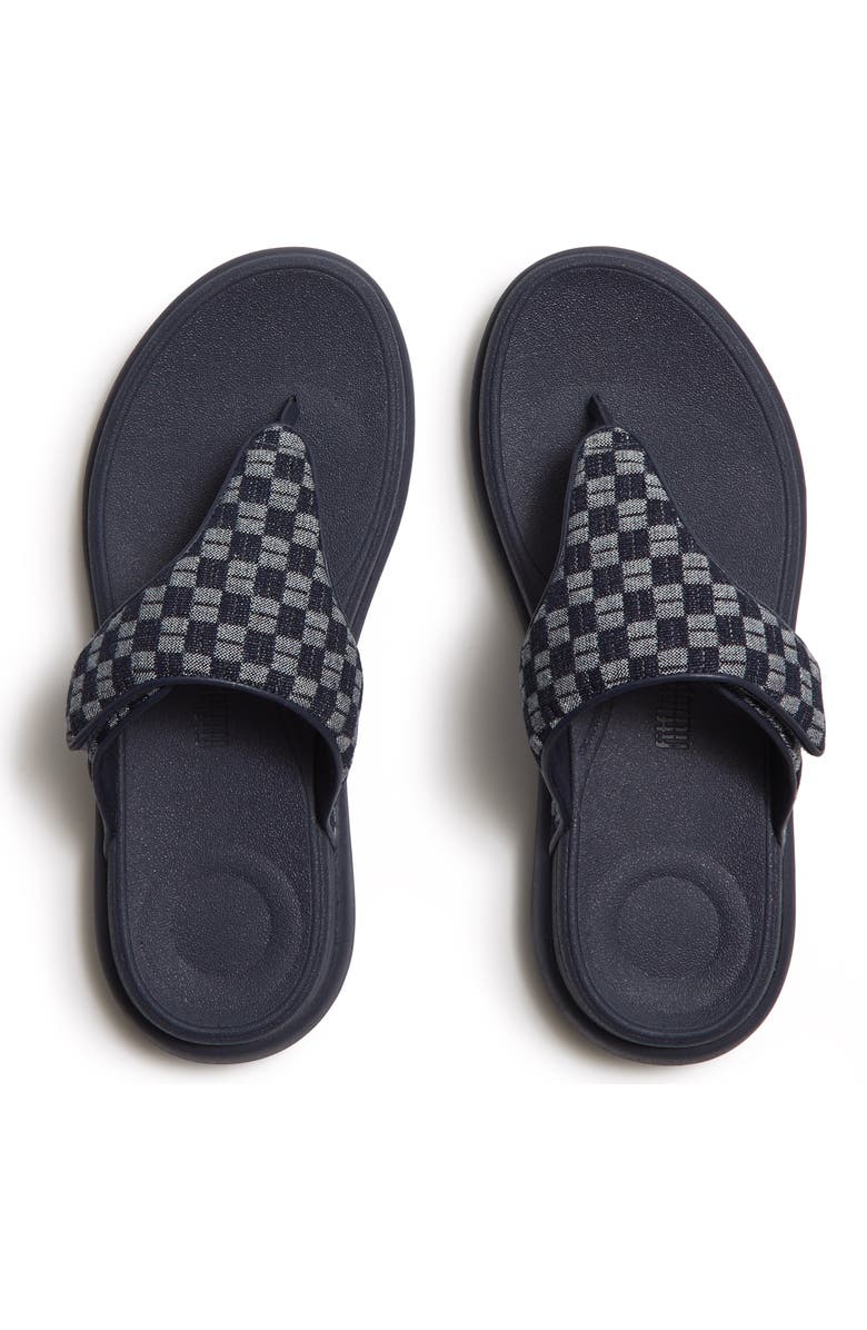 FitFlop F-Mode Go Adj Checkerboard-Denim Toe-Post Sandals, Alternate, color, Dark Denim