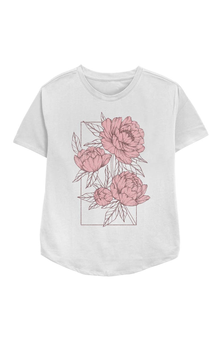 Lost Gods Women's Lost Gods Distressed Peonies Graphic T-Shirt, Main, color, White